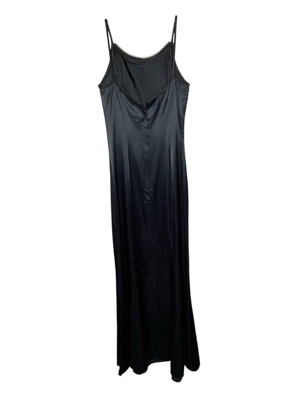 Jessica McClintock Gunne Sax Black Satin Dress W/Rhinestone Neckline Sz 5 - Picture 3 of 7